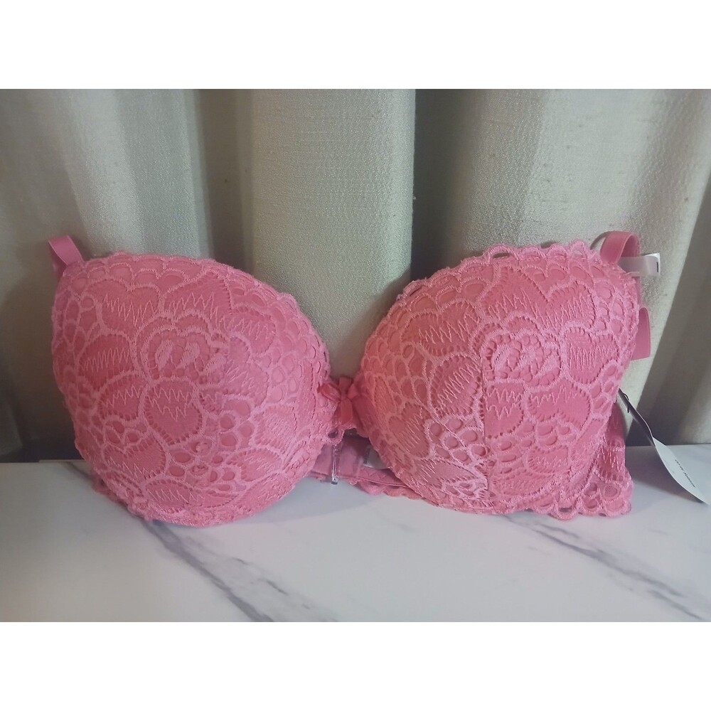 NWT French Affair Hot Pink Lace Underwire Push Up Bra Size 36B Sexy Feminine